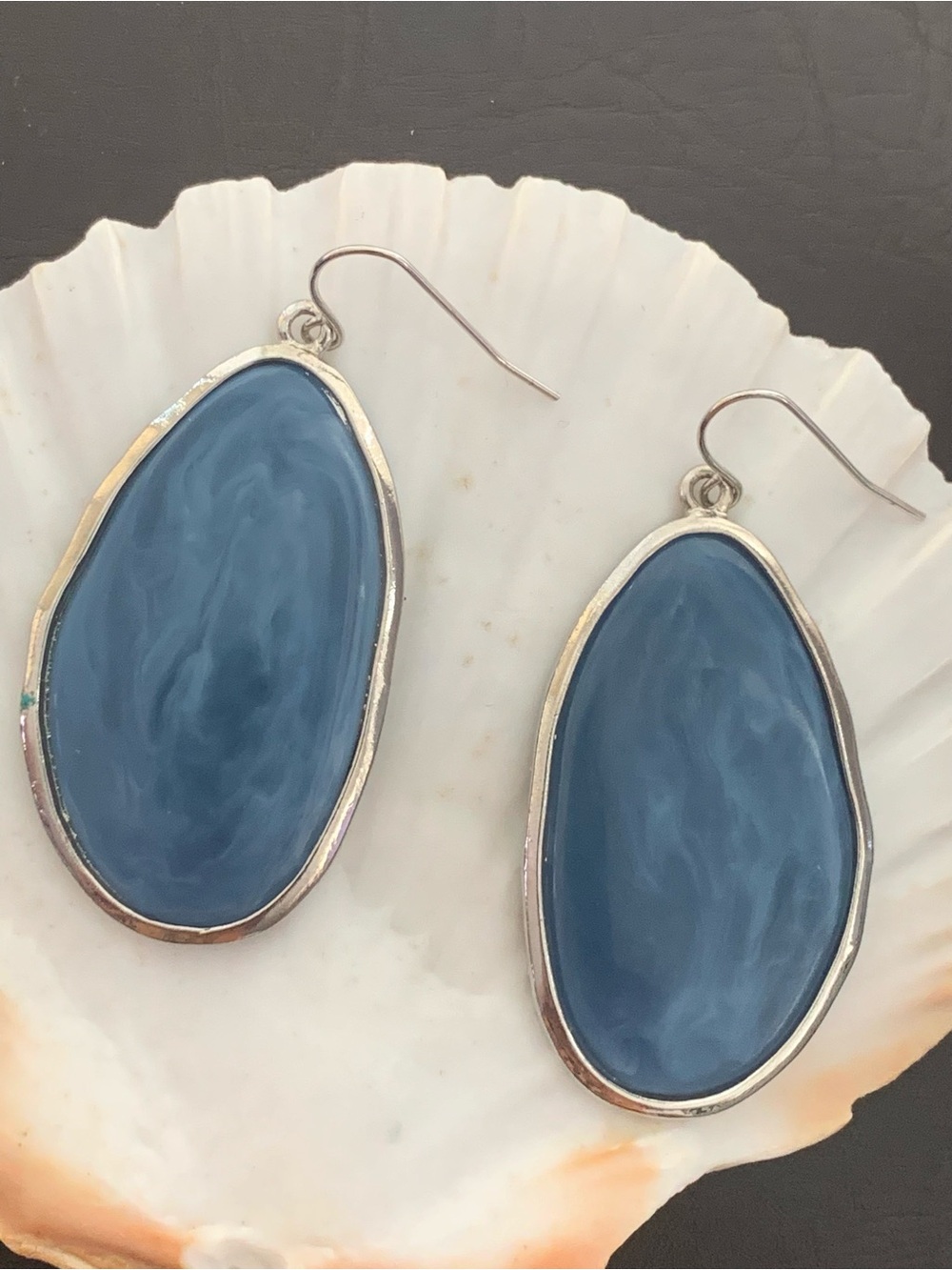 Blue Stone Agate Earrings - Picture 3 of 5
